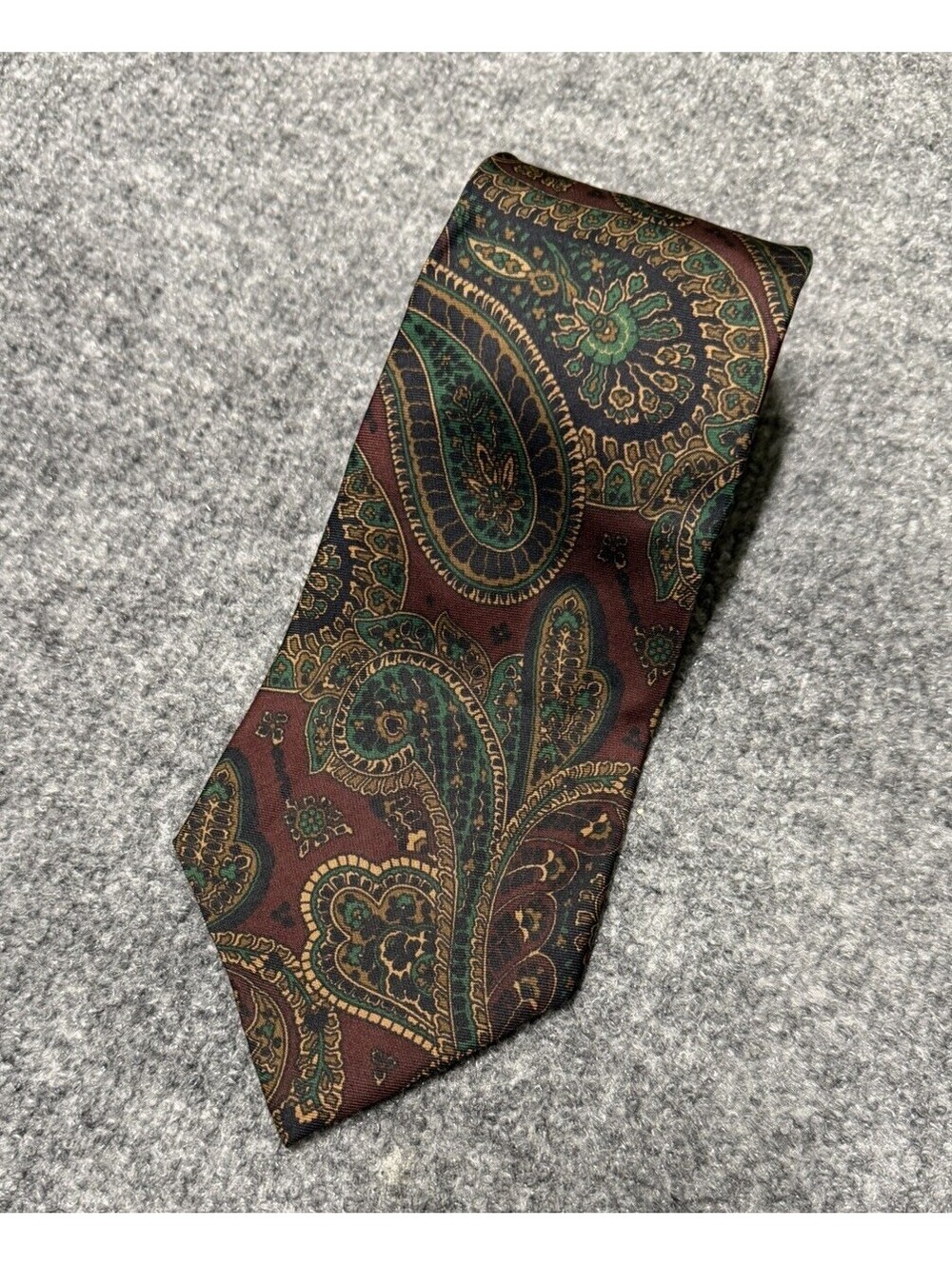 Vintage Polo Ralph Lauren USA Silk Paisley Tie Burgundy Green
